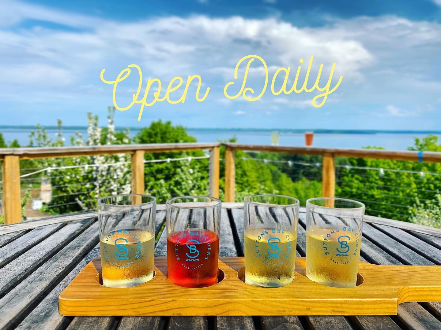 Everyday is Cider-day!! Open daily 12-7pm, 12-8pm on Fridays and 11-8pm on Saturdays. #TGICD #suttonsbayciders #suttonsbay #cider #cidery #hardcider #nomi #northernmichigan #upnorth #puremichigan #traversecity #madeinmichigan #pickcider #leelanau #le