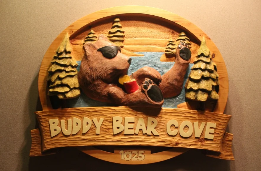 Bear signs, Custom cabin signs by Fox Wood Signs