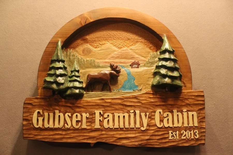 Moose signs, cabin signs, wildlife signs by Fox Wood Signs