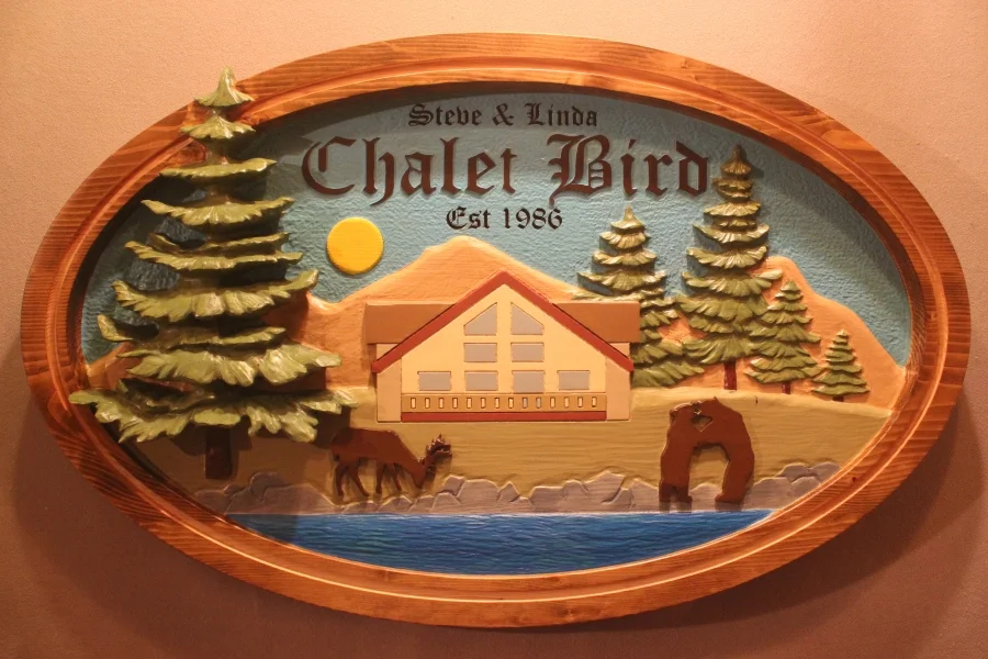 Chalet signs, cabin signs, mountain home signs by Fox Wood Signs