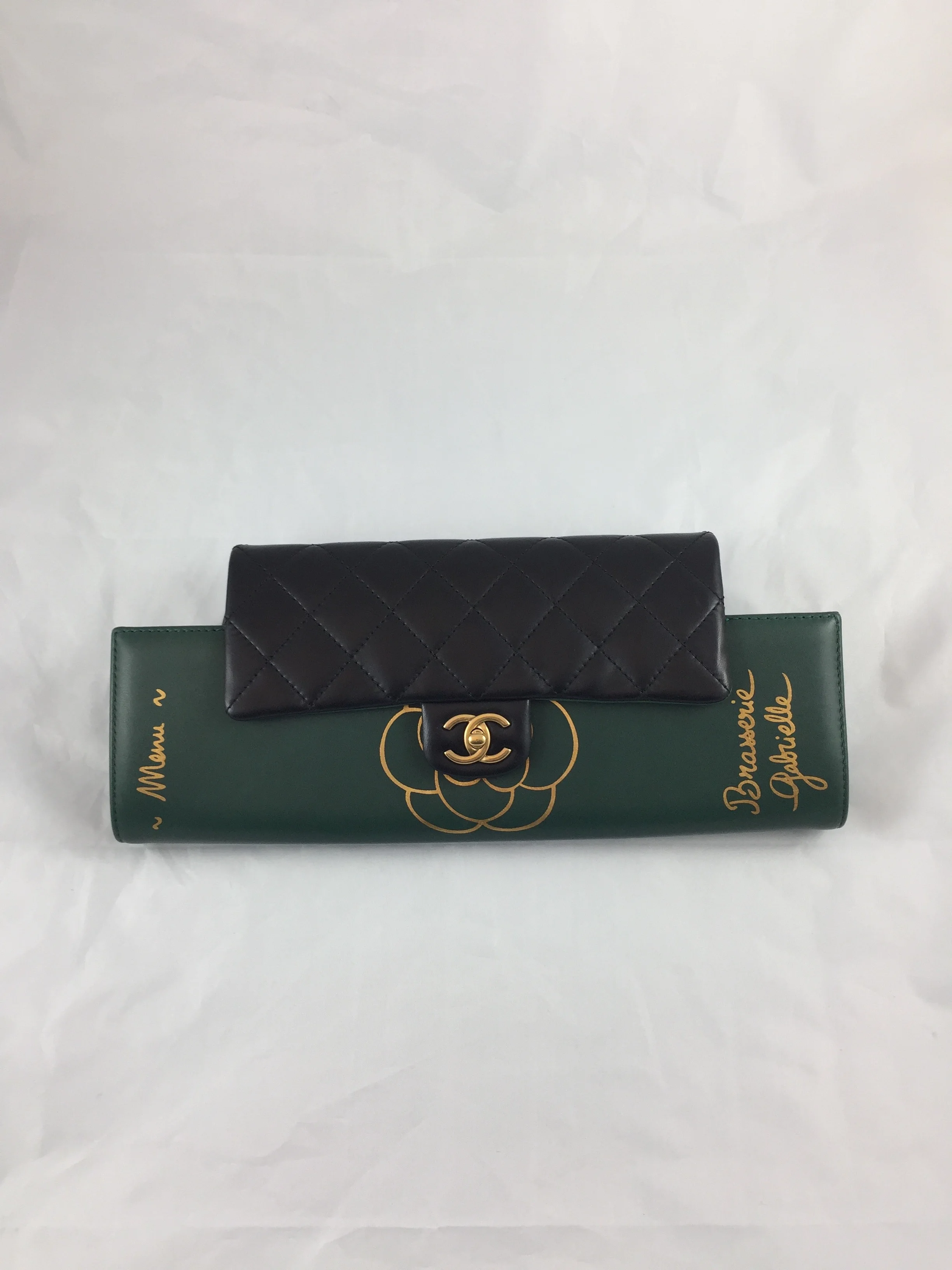 Chanel Brasserie Gabrielle Green & Black Leather Purse
