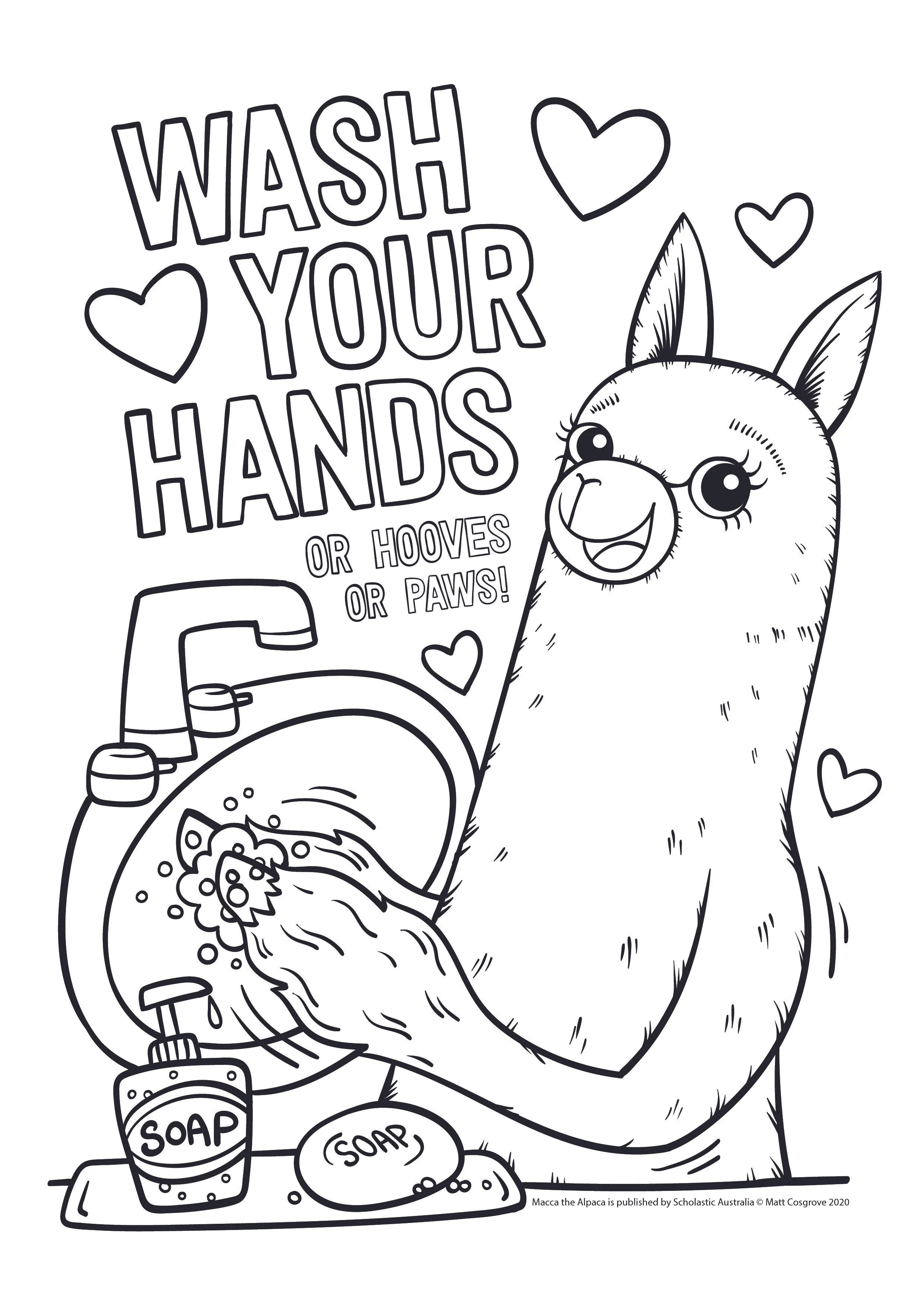Alpaca Coloring Pages For Kids : Coloring Page For Adults And Kids With