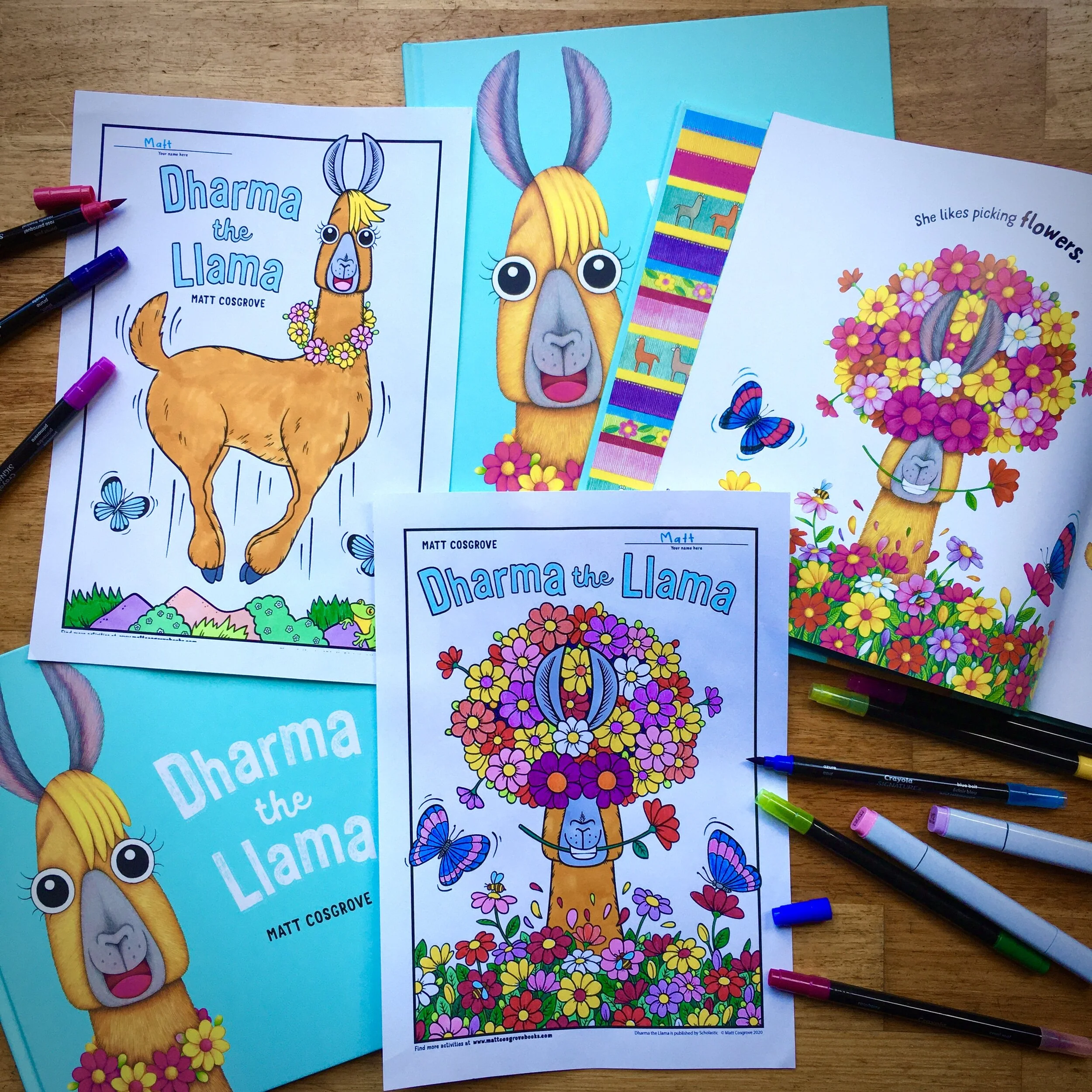 Dharma The Llama Colouring In Activities Matt Cosgrove