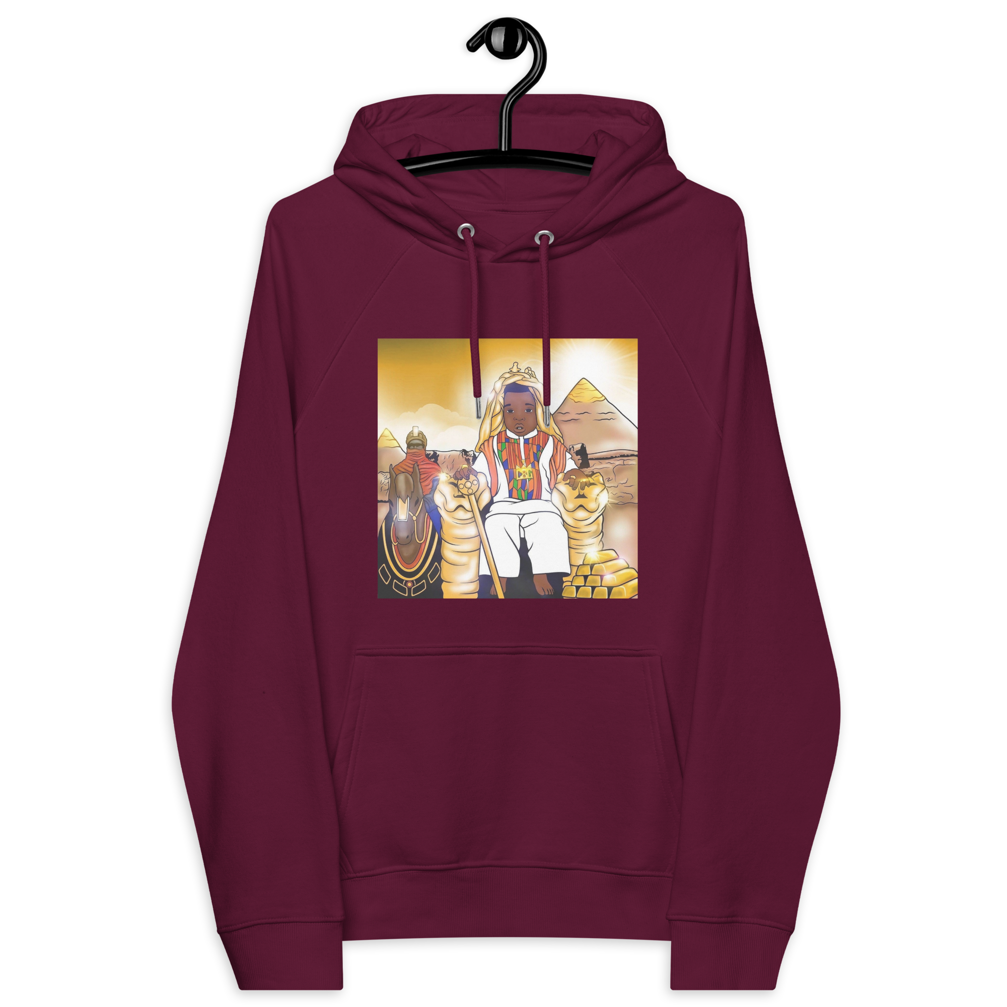 unisex-eco-raglan-hoodie-burgundy-front-6393eb086e3d2.png