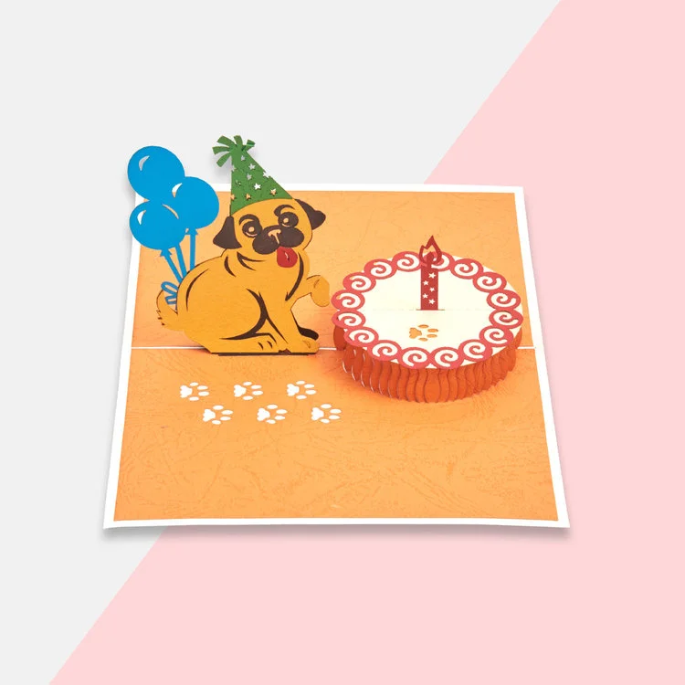 Happy Birthday Pug Pop Up Card