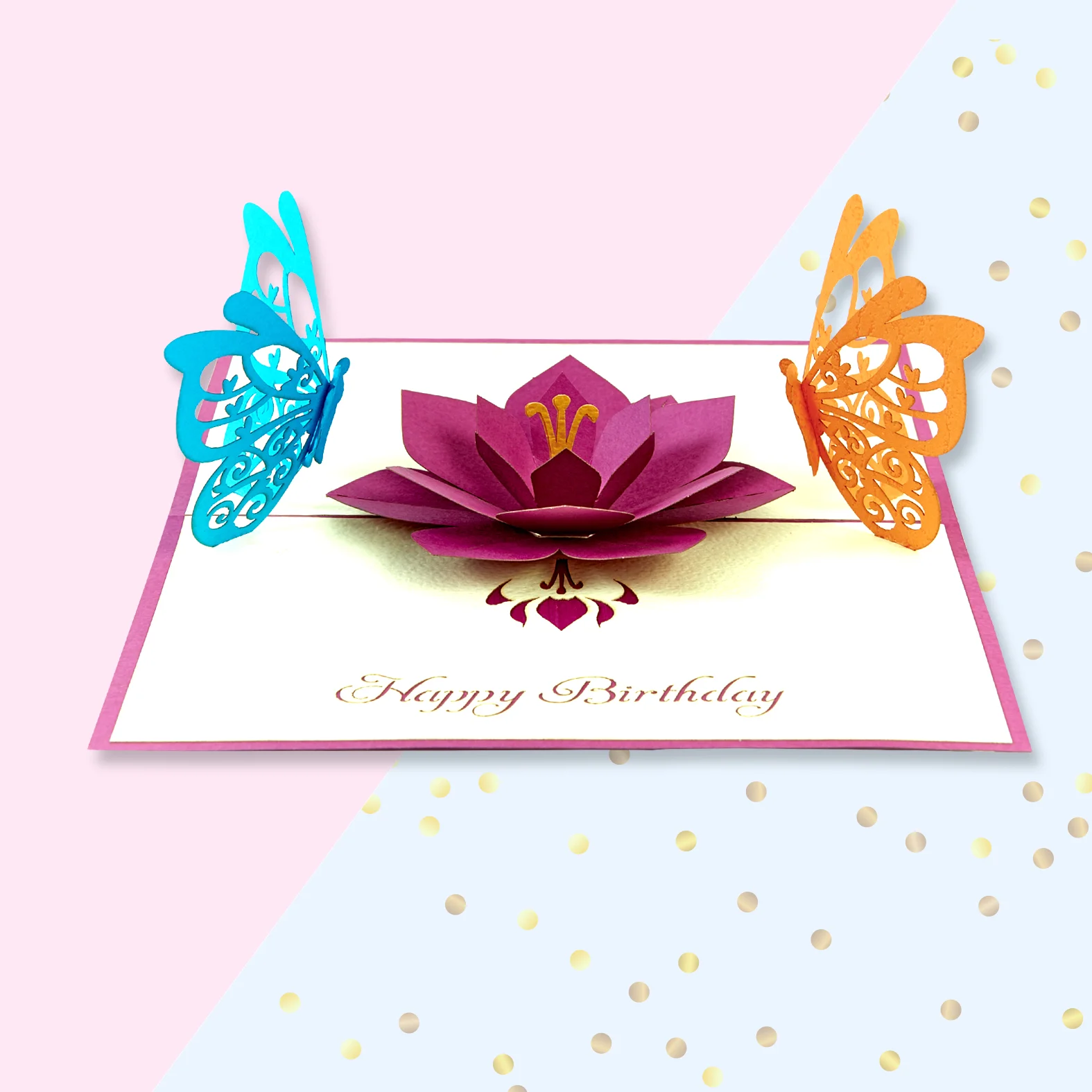 Happy Birthday Butterflies and Flower Pop Up Card