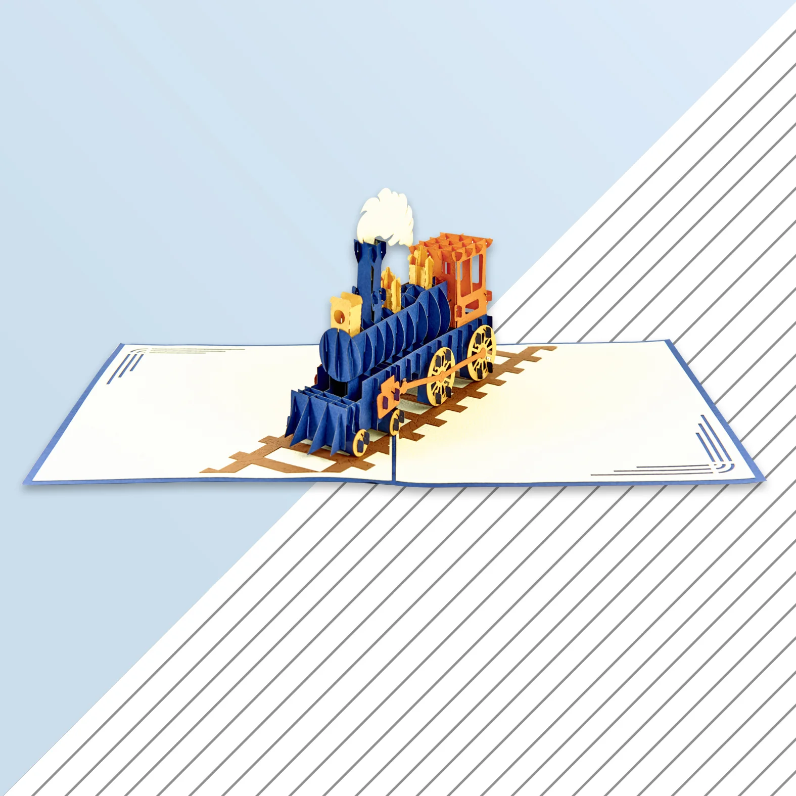 Classic Steam Train (Blue) Pop Up Card