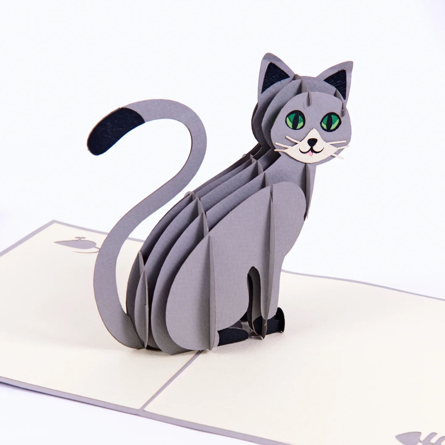 Cat Pop Up Card (Grey)