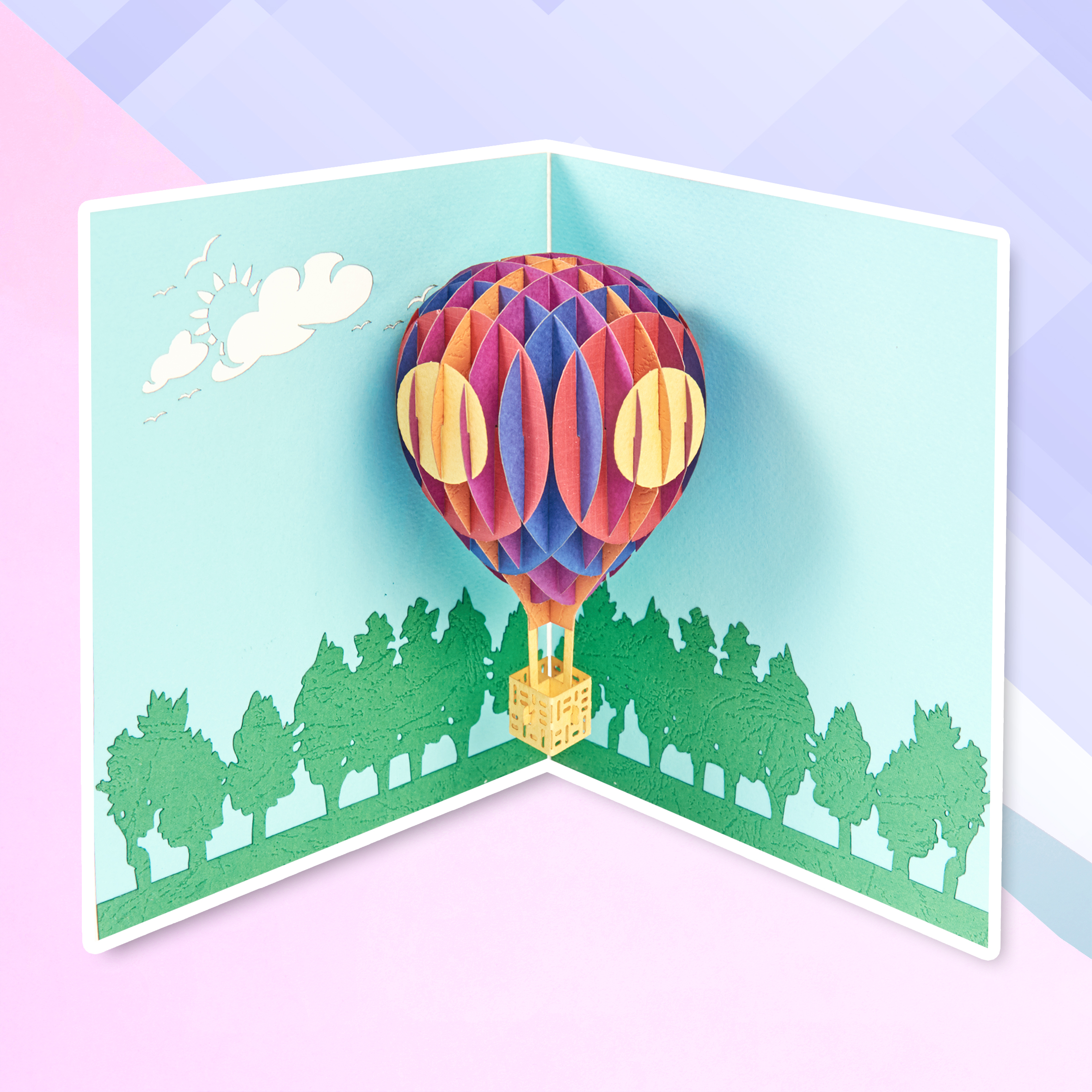 Lot of 2x 3D Paper Greeting Card Carving Pop Up ~ Hot Air Ballon ~ Gifts 