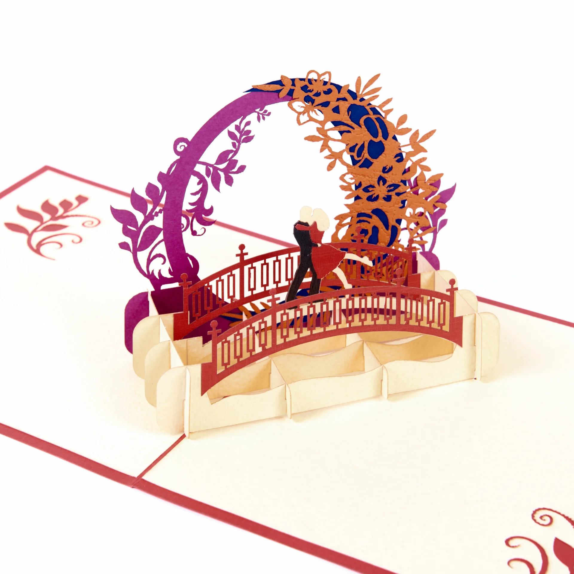 A Kiss On the Bridge By Moonlight Pop Up Card