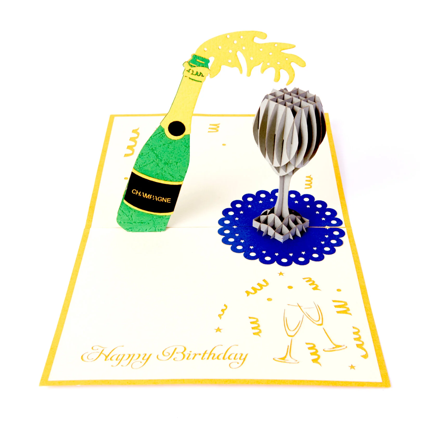 Happy Birthday Champagne Pop up Card