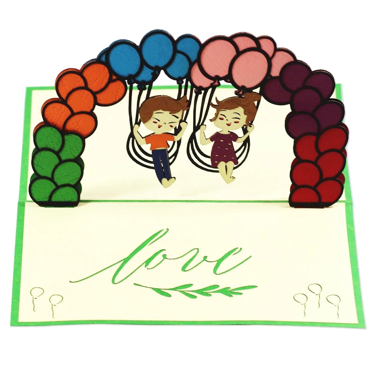 Romantic Couple on a Swing Pop Up card 