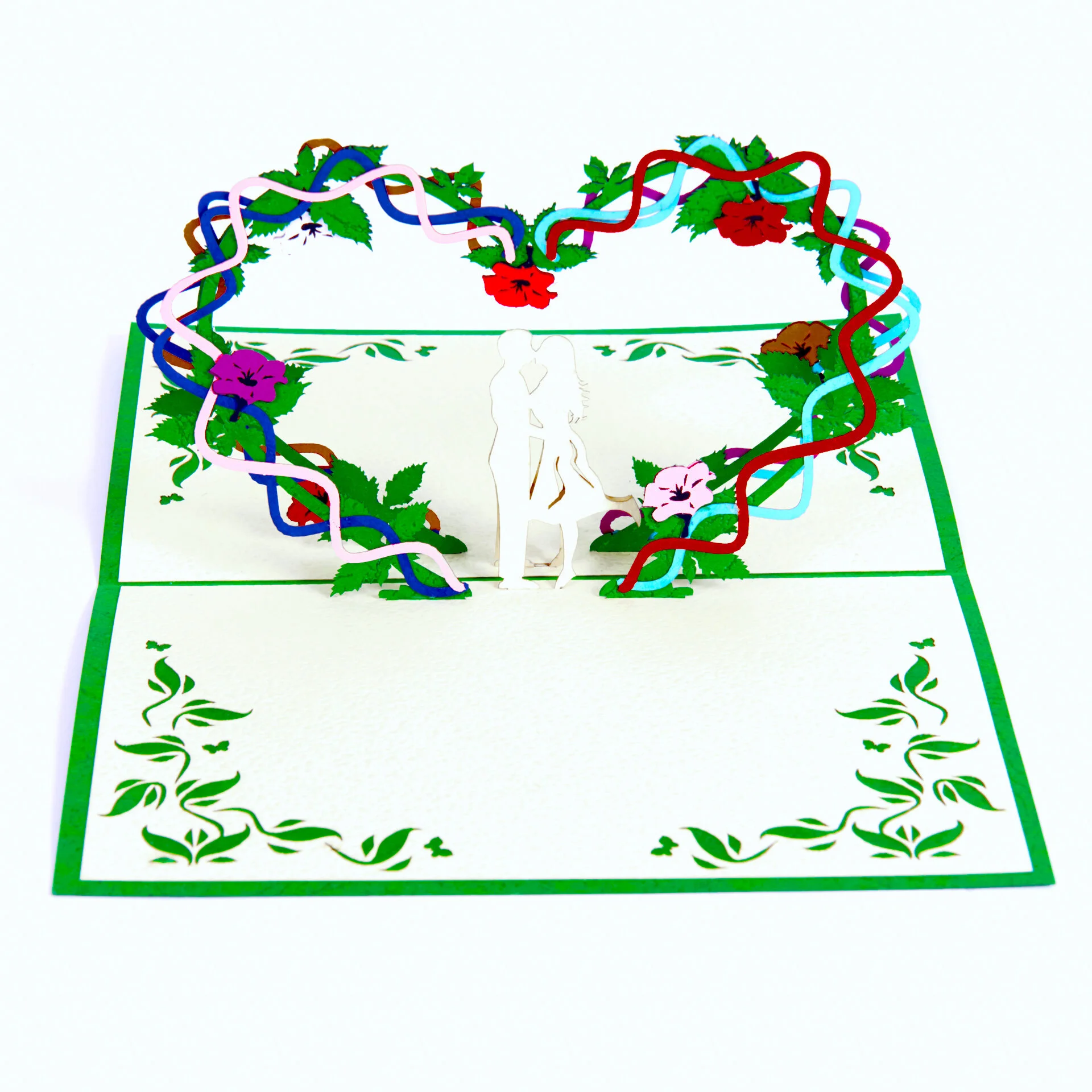 Love Couple Under Rainbow Arch Pop Up Card