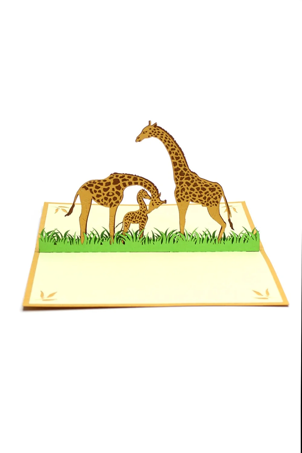 Family of giraffes Pop Up Card