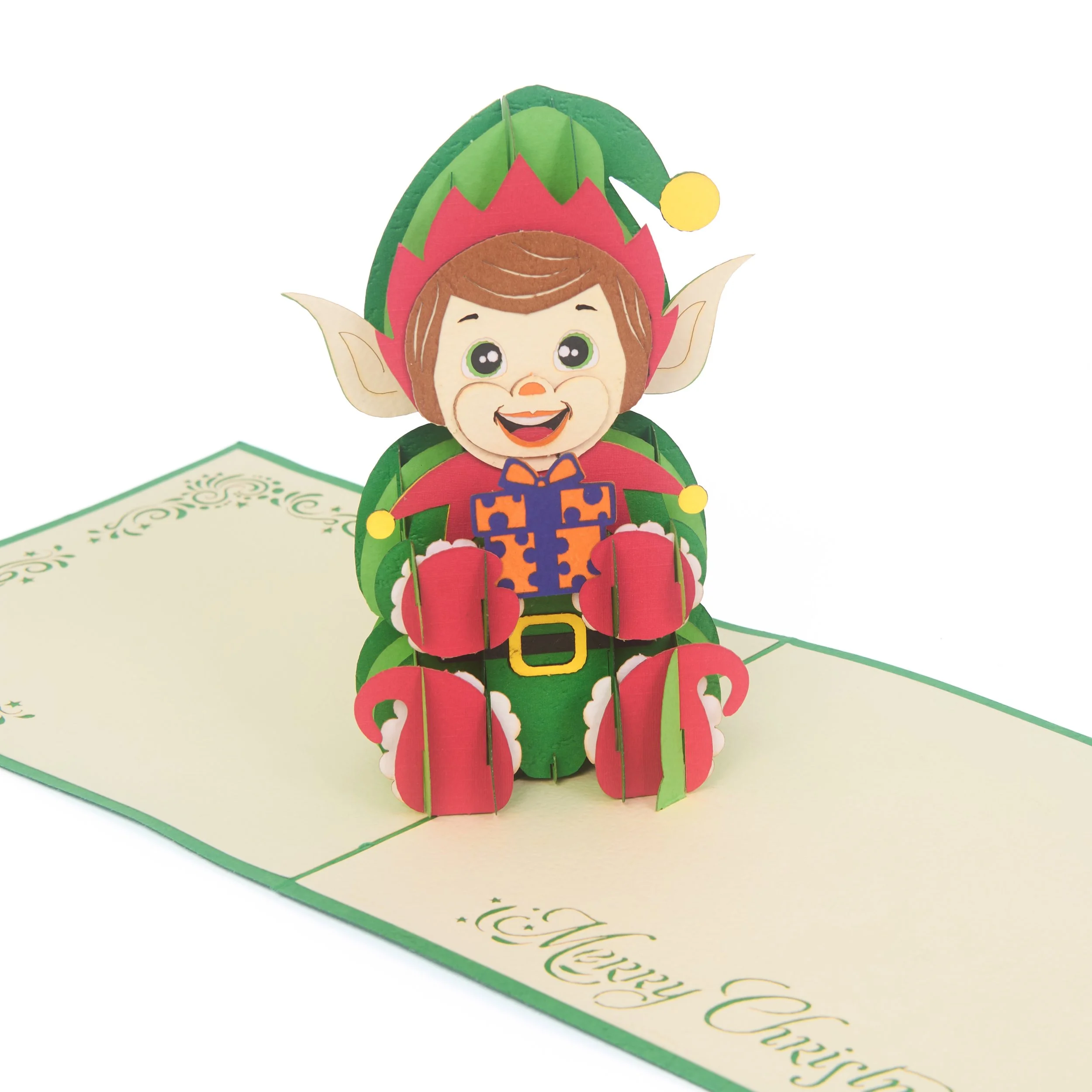 Christmas Elf with Presents Pop up Card