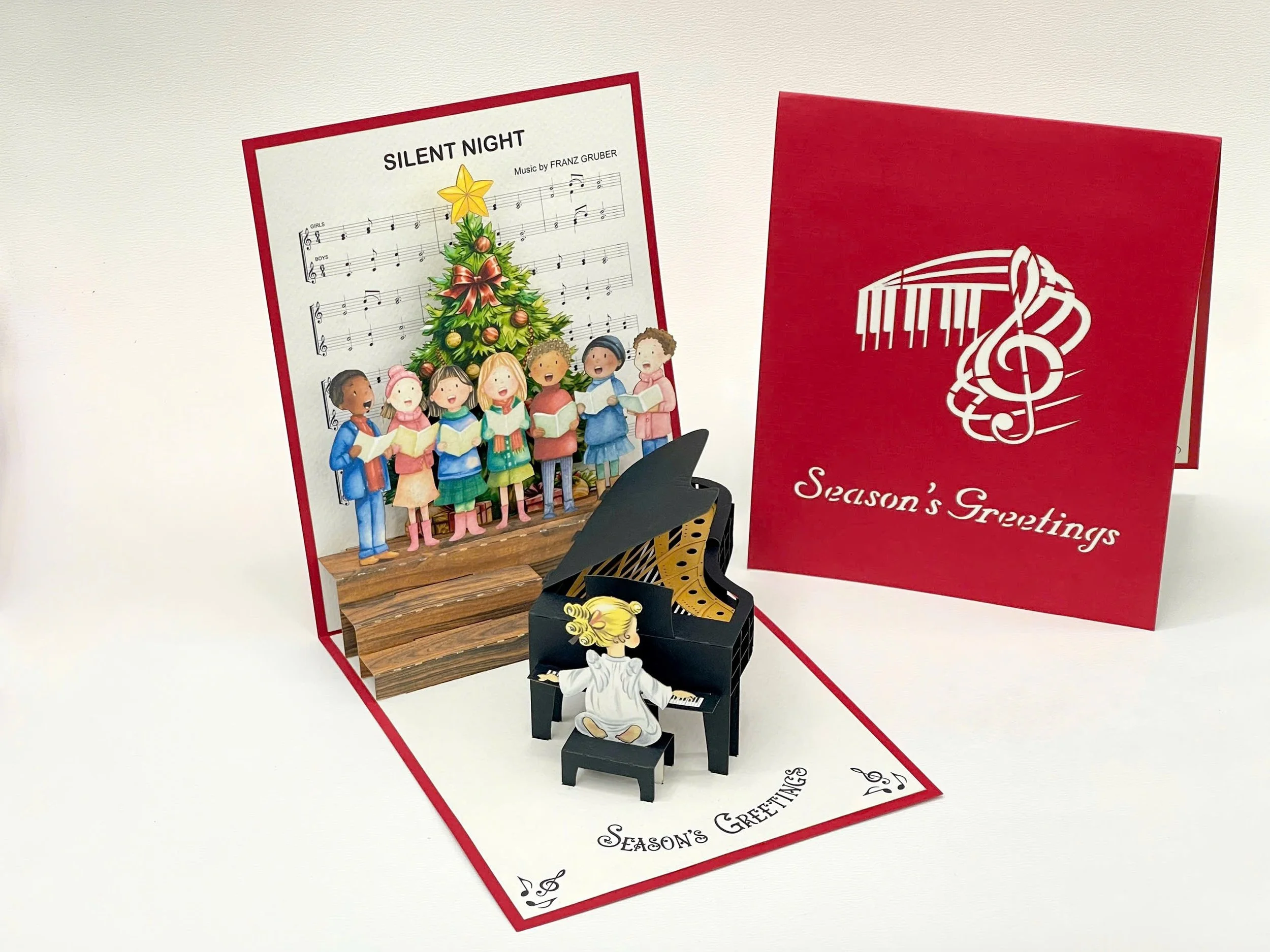 Christmas 3D "Silent Night" Christmas Choir & Grand Piano Pop-Up Greeting Card 🎶🎹