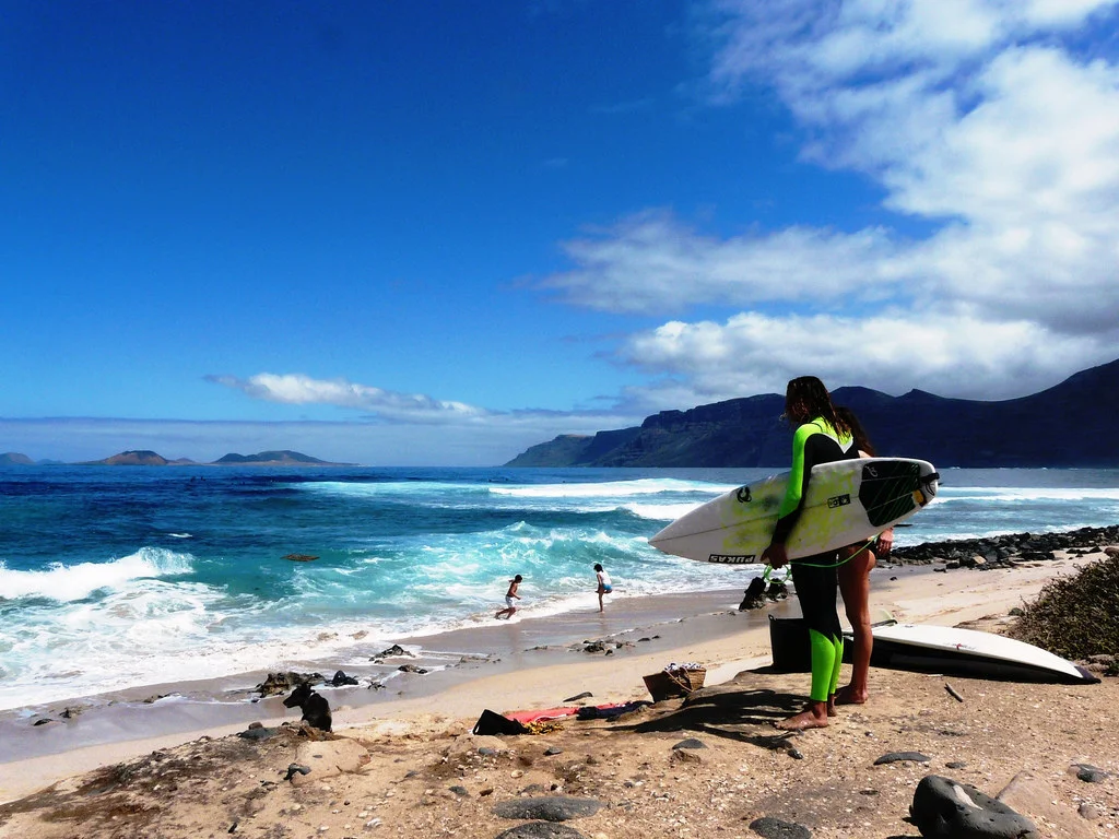 Above: Volcanic sands meet clear waters on Lanzarote.