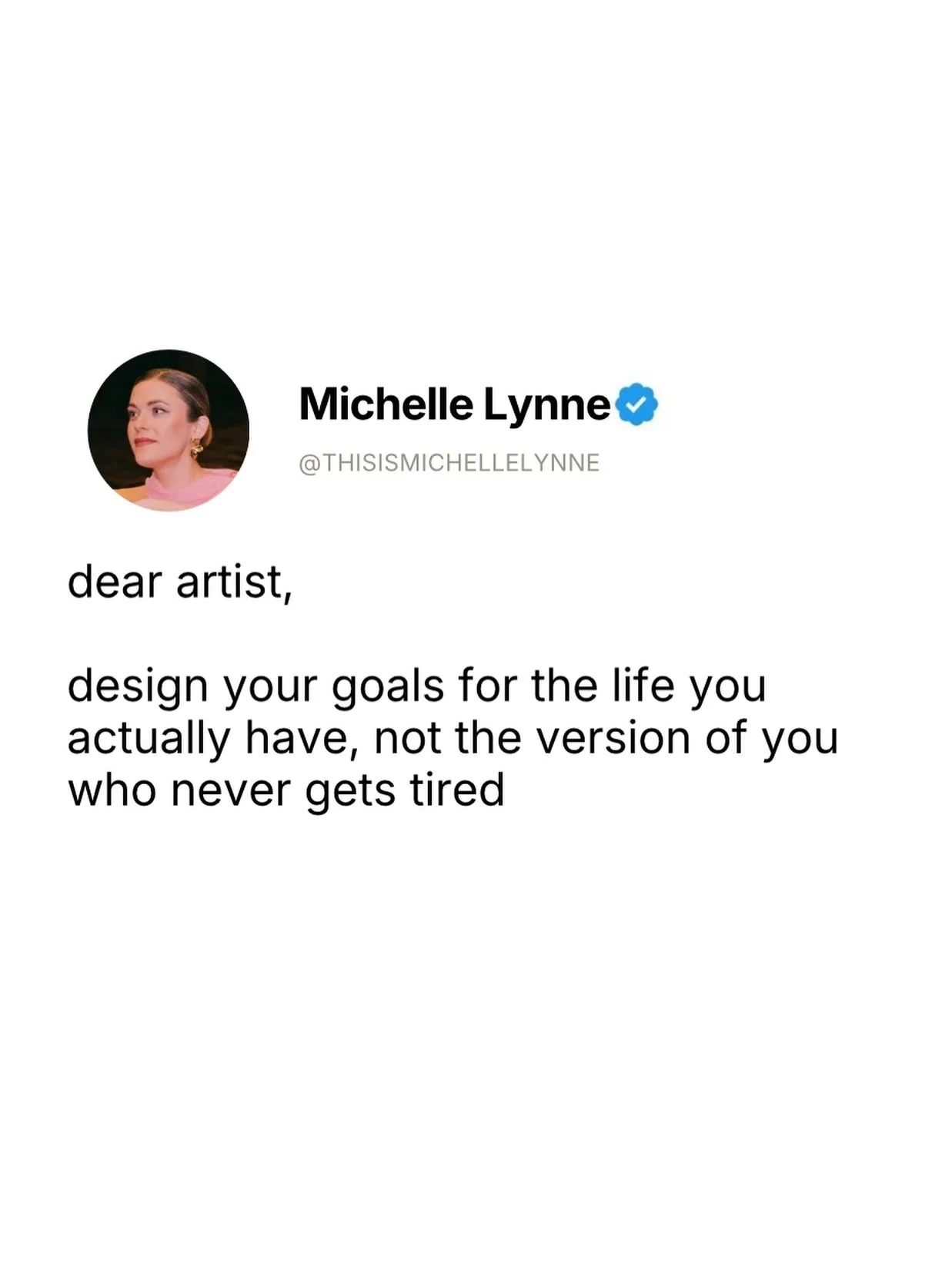 Follow @thisismichellelynne for more inspirational content ☁️

You don&rsquo;t struggle with your goals because you&rsquo;re lazy. You struggle because you built them for a version of you that doesn&rsquo;t exist. ☁️

For the longest time, I thought 
