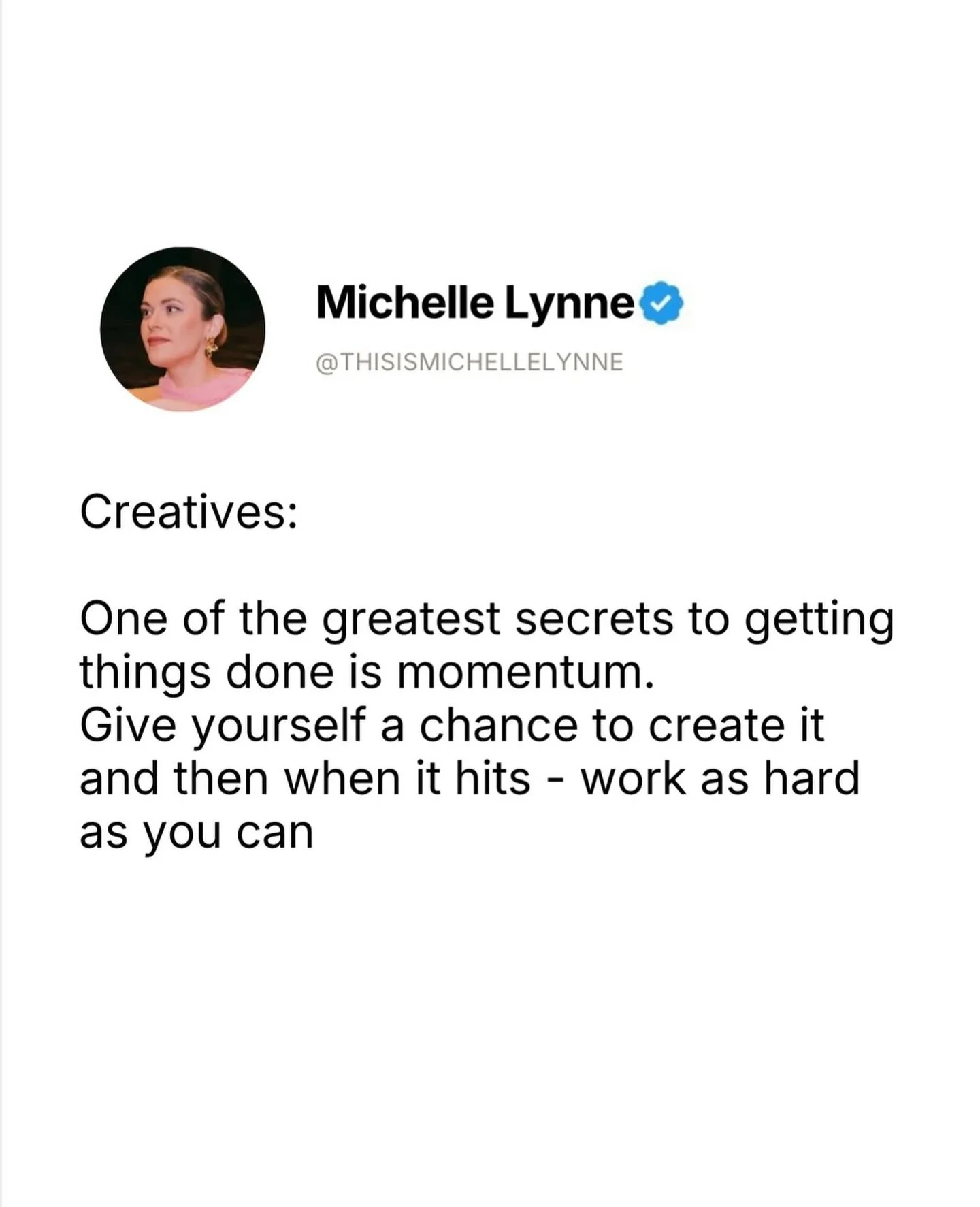Follow @thisismichellelynne for more inspiration✨

Sometimes the hardest part is just starting.
But once momentum shows up, ride it as far as it can take you.

What helps you build momentum when you don&rsquo;t feel like starting? 🤍

mich xx

#class