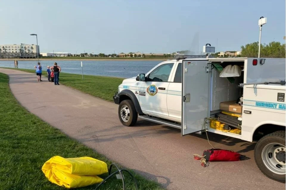 Water rescue team practices at Lake Lorraine
