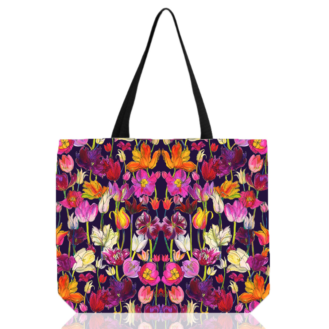 pink and orange tote bags