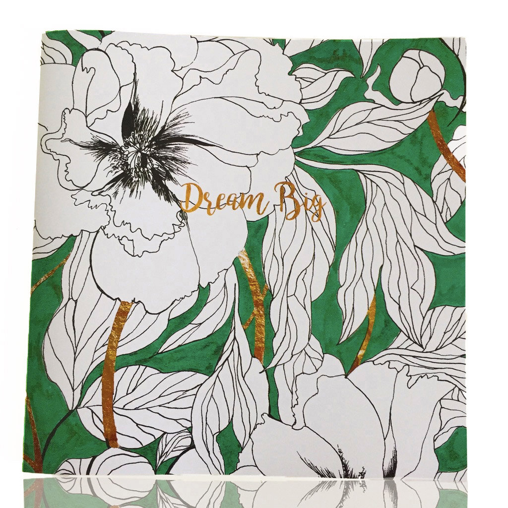 Green Peonies Square Notebook