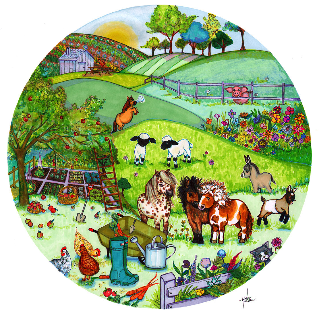 Fun On The Farm Giclée Print
