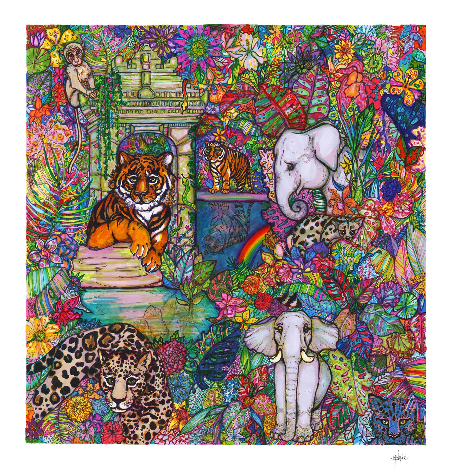 Tiger Temple Giclée Print