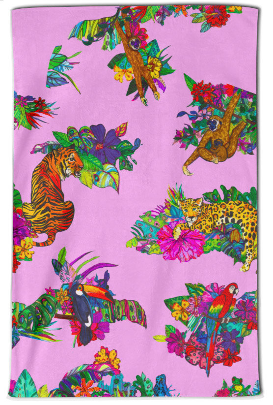 Rainforest Ruckus Pink Tea Towel