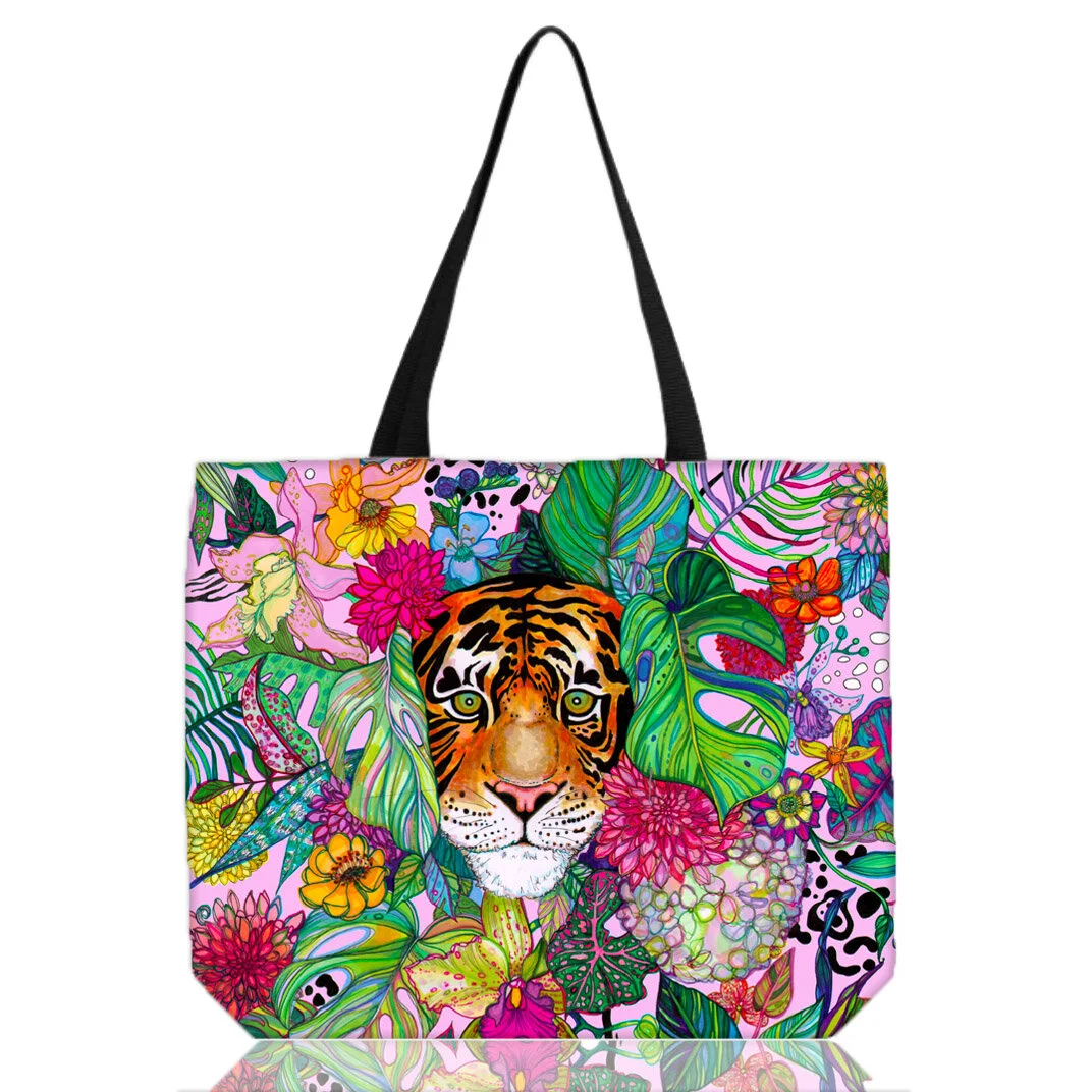 Jungle Tiger Pink Tote Bag