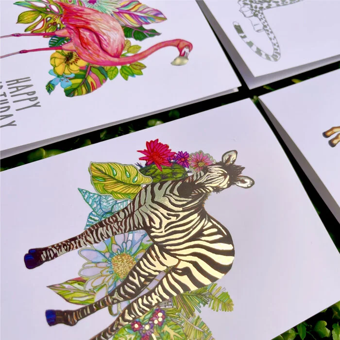 Zebra & Flamingo Cards.jpg