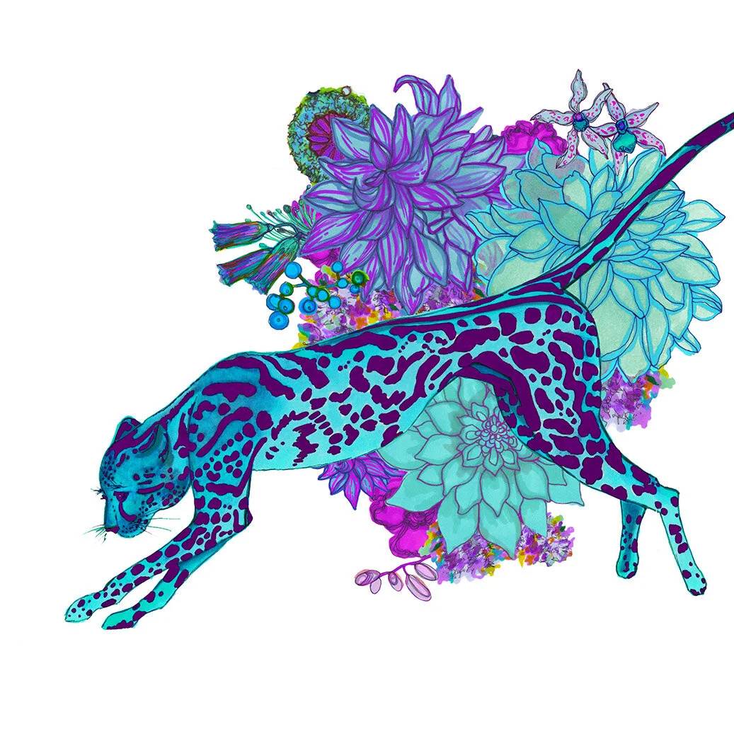 Turquoise King Cheetah Giclée Print