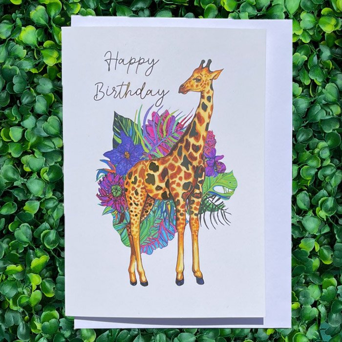 Giraffe Greeting Card by Marcella Wylie