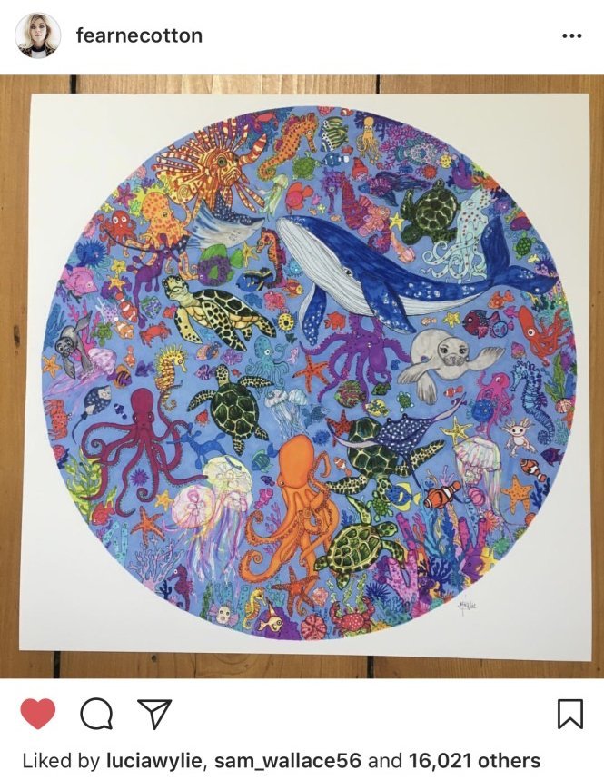 Marcella Wylie's Ocean Illustration - Into The Blue - featured by Fearne Cotton on Instagram