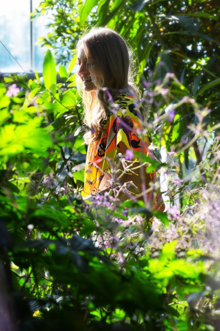 Orange Butterfly Silk Scarf by Botanical Illustrator Marcella Wylie