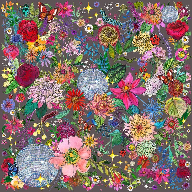 Floral Disco Floral Illustration by Marcella Wylie
