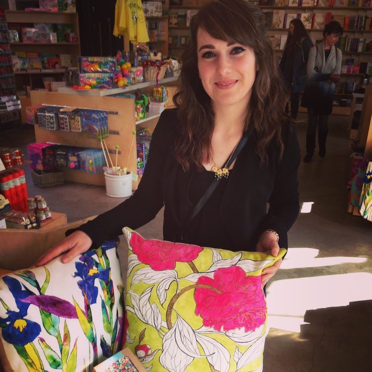 Illustrator Marcella Wylie pictured with her exclusive range at the Royal Botanic Gardens Edinburgh