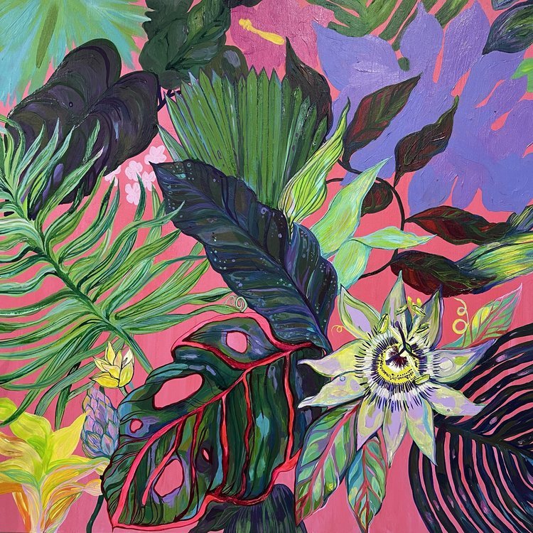 Passion Fruit Flower Gouache Painting by Marcella Wylie 