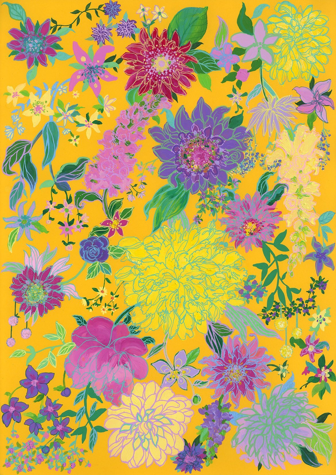 Good Fortune Dahlia Illustration by Marcella Wylie 