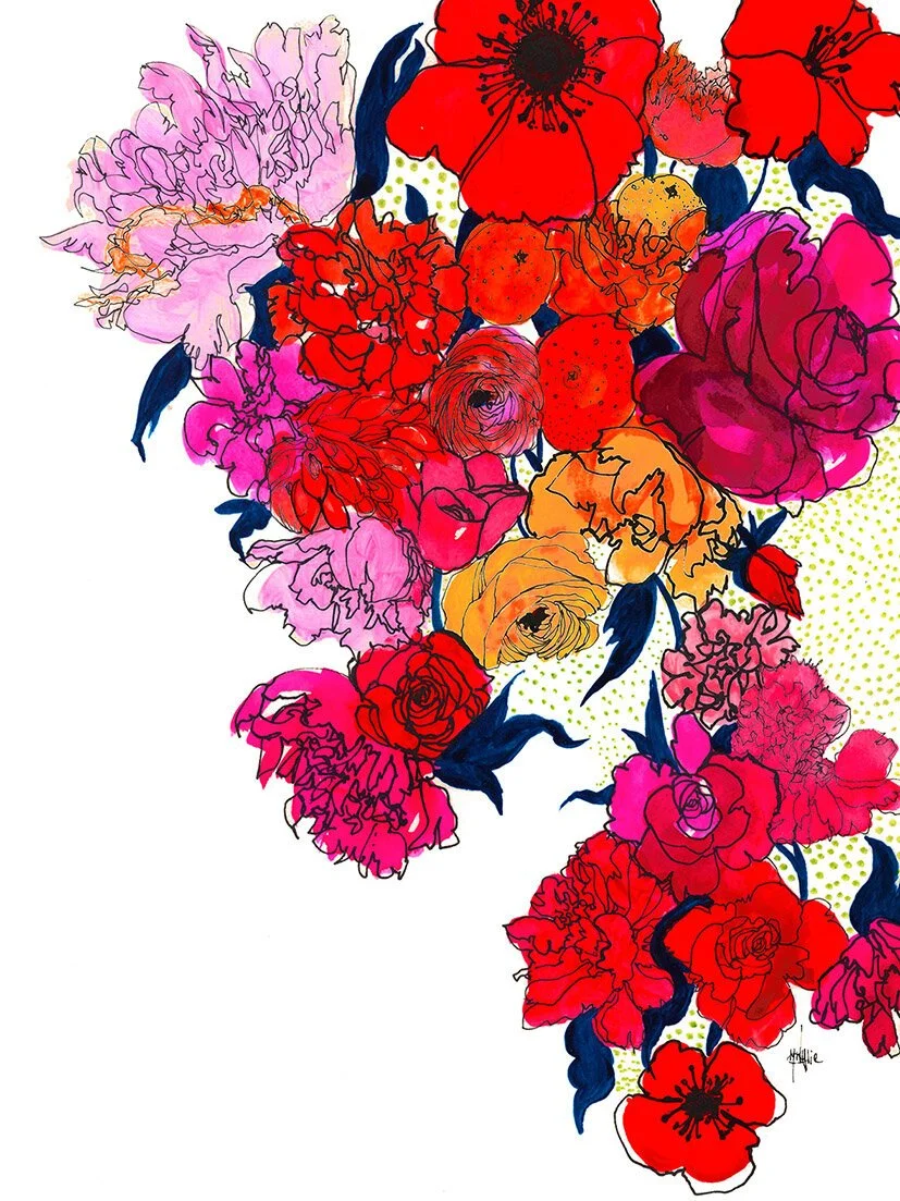 Anemones & Roses Watercolour Botanical Illustration by Marcella Wylie.jpg