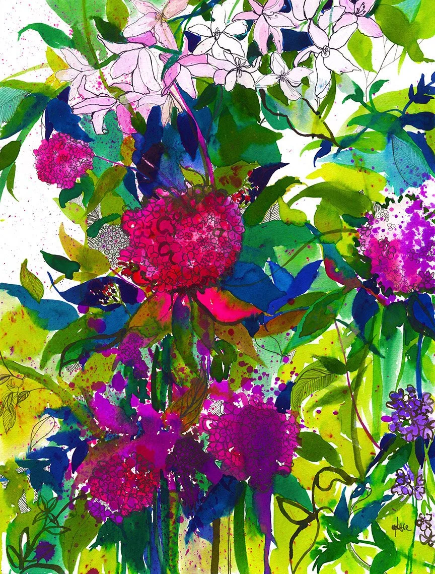 Summer Petalls Colourful Botanical Illustration by Marcella Wylie.jpg