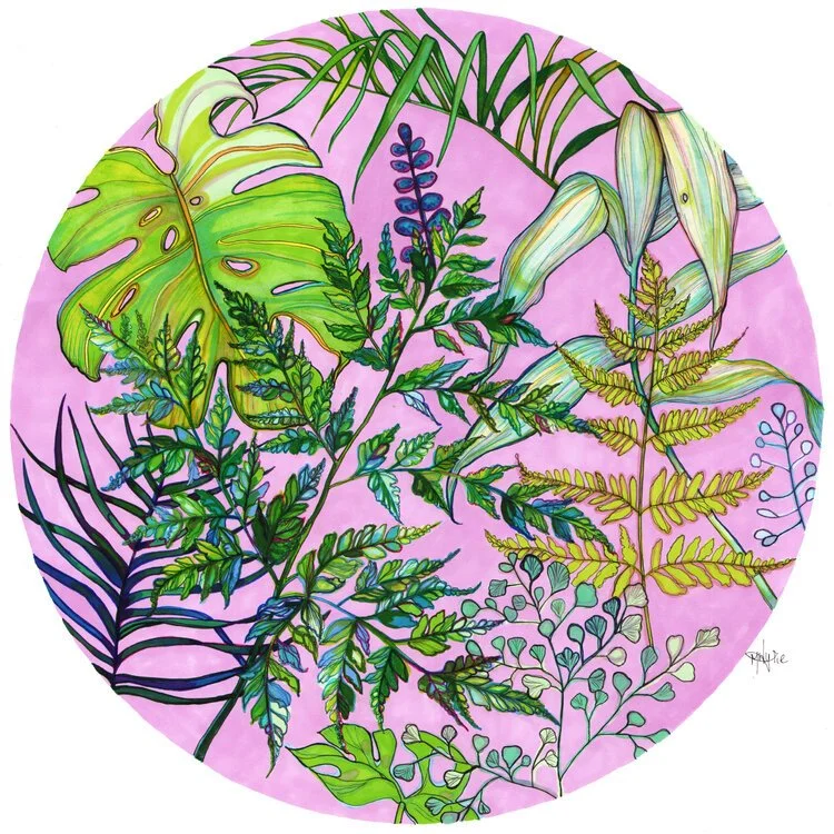 Ferns & Monstera Hand Drawn Botanical Illustration by Marcella Wylie.jpg