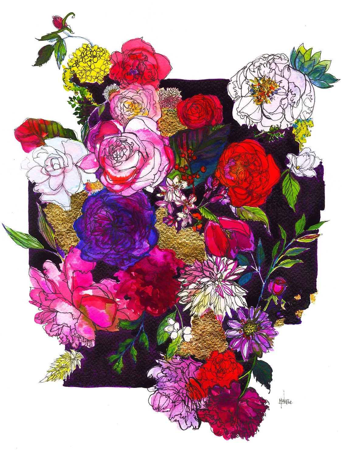 Sundown Blaze Colourful Botanical Illustration in Watercolour by Marcella Wylie.jpg