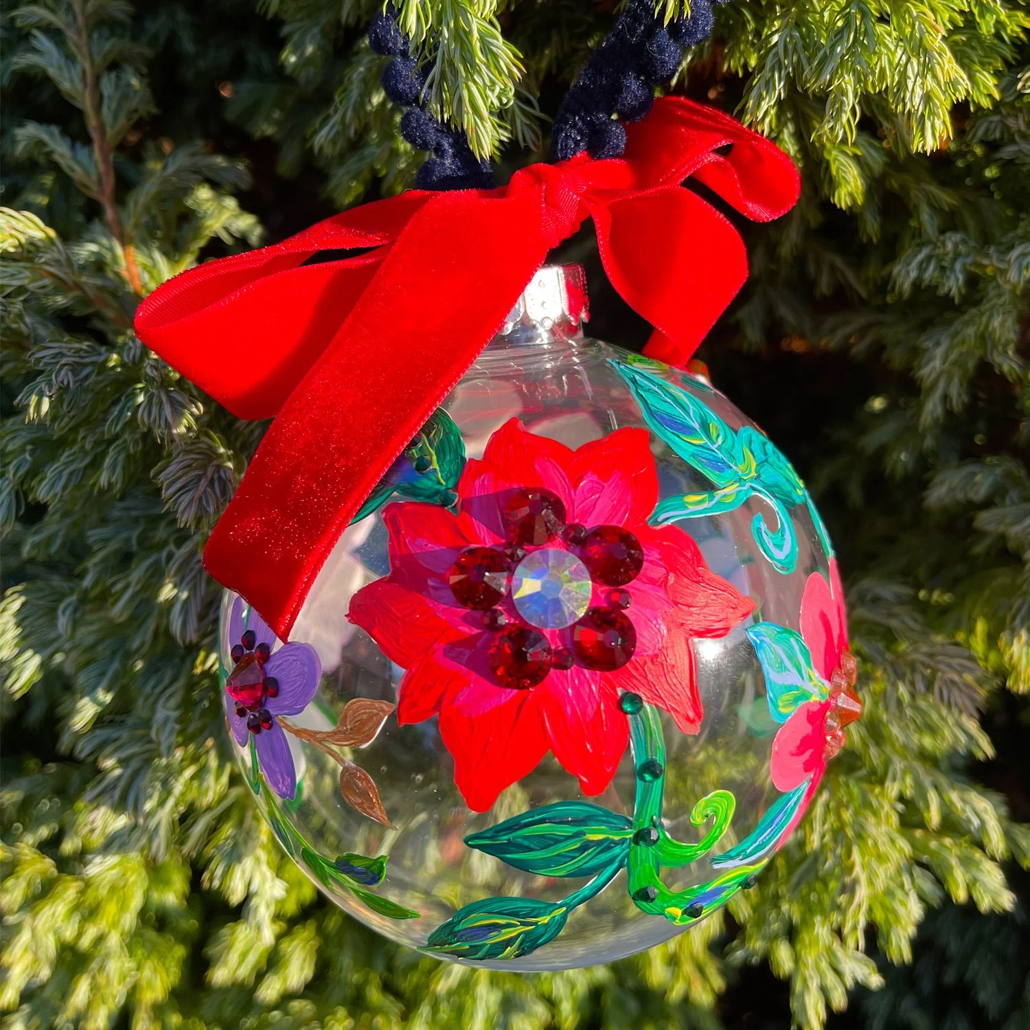 Hand Painted Floral Bauble