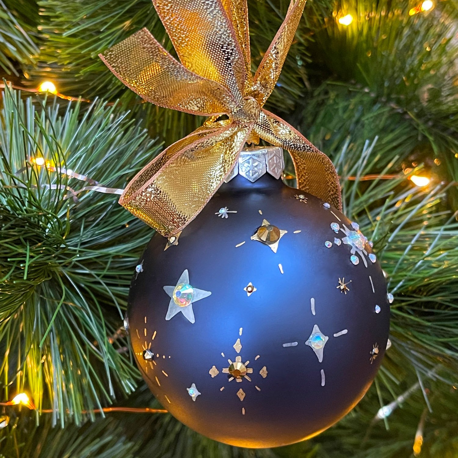 Hand Painted Moon and Stars Christmas Bauble by Marcella Wylie image 3.jpg