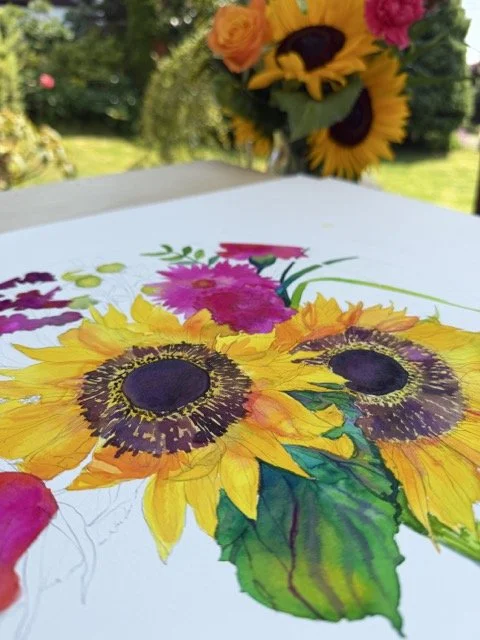 Sunflower Hand Drawn Painting by Marcella Wylie.jpeg