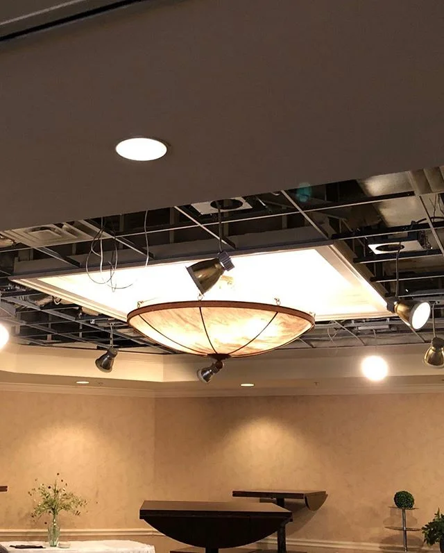 {don&rsquo;t forget to look up} when you visit @thepinecrestcountryclub over the next month! How about that new ceiling and lighting update? #workinprocess #moretocome #ledlights #upgrade #scissorliftcameo