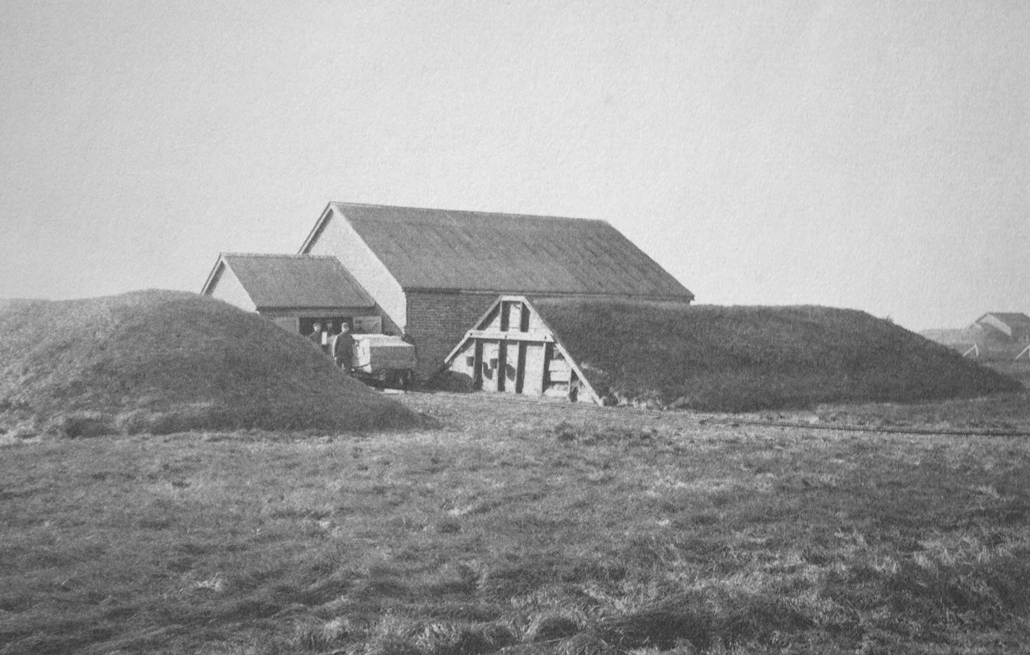 Blast mounds like these were constructed to deflect any accidental explosion, protecting neighbouring buildings.