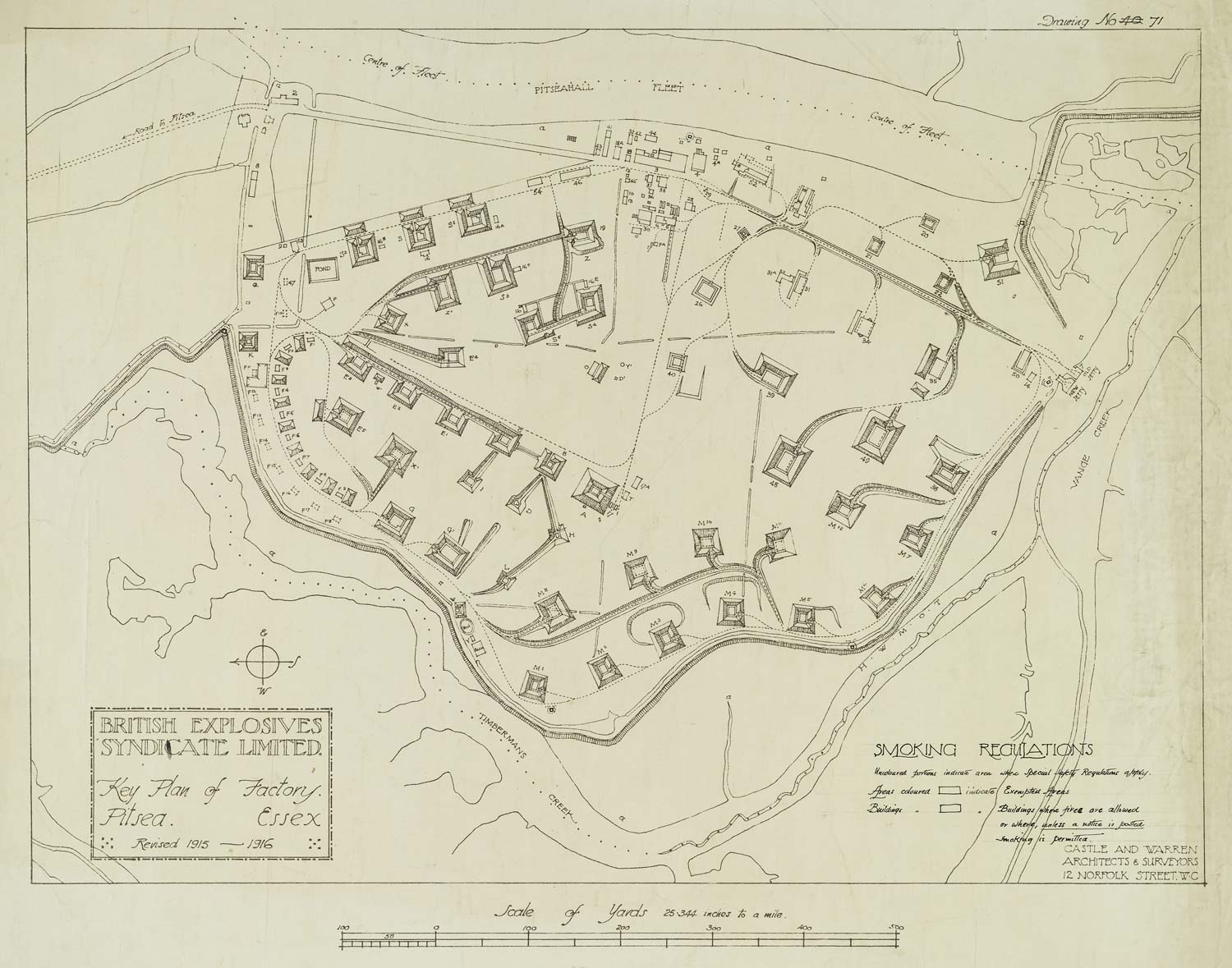 Site plan of the British Explosives Syndicate factory at Pitsea (courtesy RIBA)