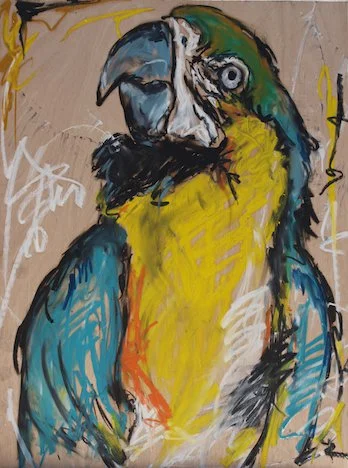 28" x 40" Oil Stick on wood panel 